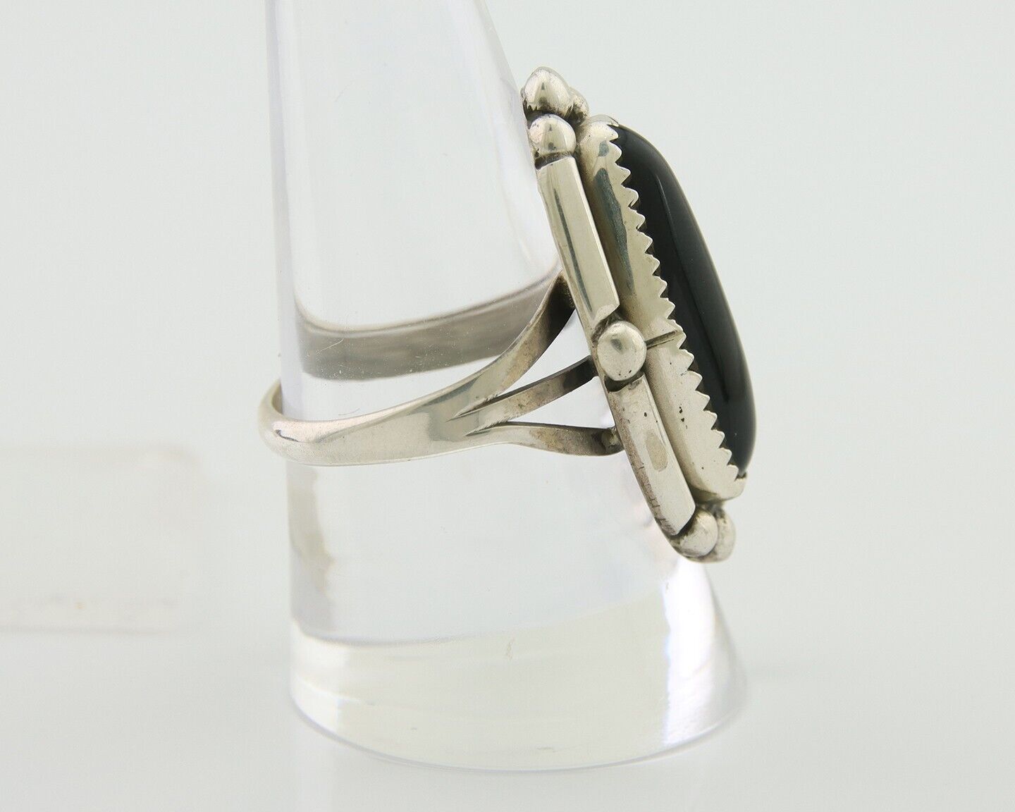 Navajo Handmade Ring 925 Silver Black Onyx Artist Signed SC C.80's