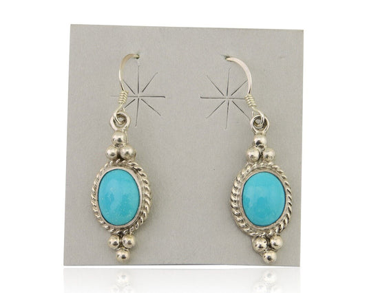 Navajo Earrings 925 Silver Blue Turquoise Native American Artist C.80's