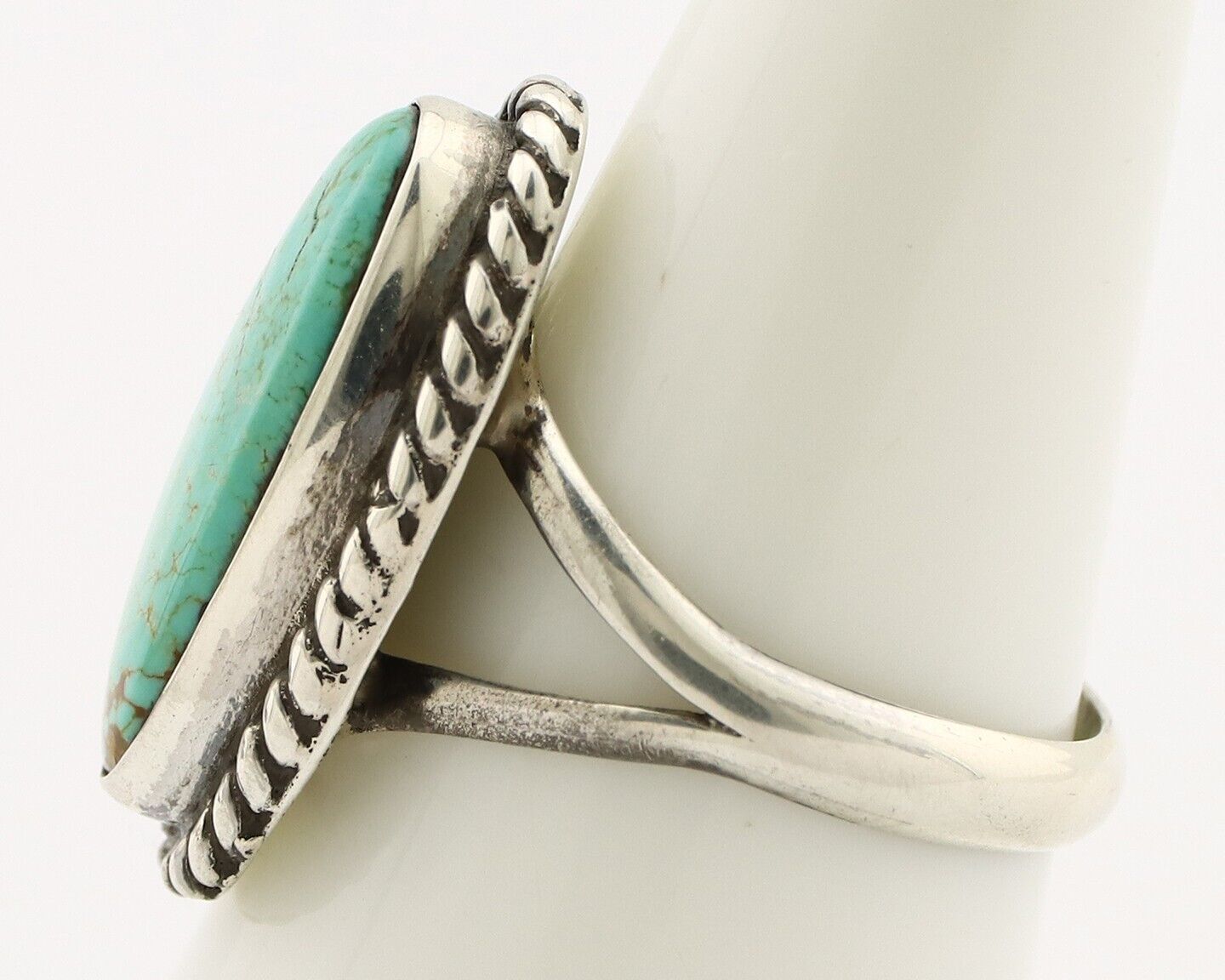 Navajo Ring 925 Silver Natural Kingman Turquoise Artist Signed M Montoya C.80's