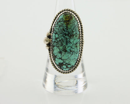 Navajo Handmade Ring 925 Silver Spiderweb Turquoise Native Artist C.80's