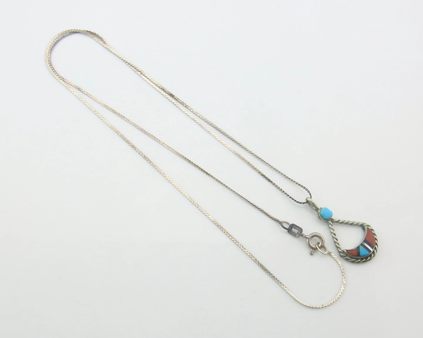 Navajo Necklace Sterling Silver Natural Blue Turquoise Vintage