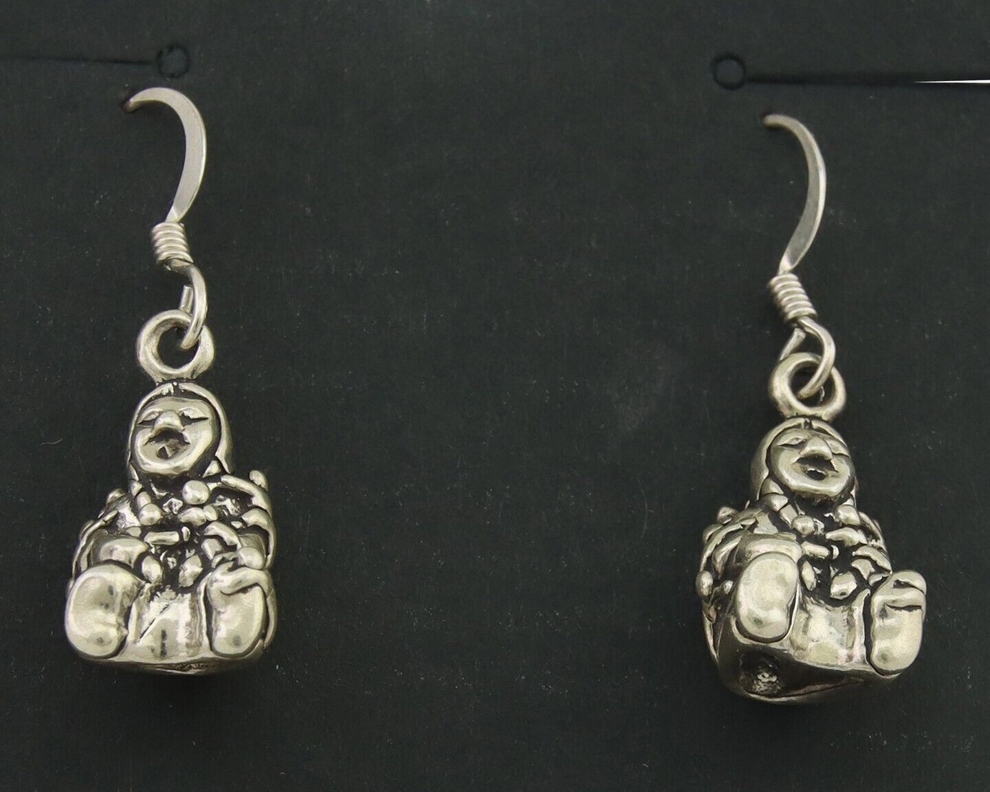 Navajo Earrings 925 Silver Dangle Indian with Kids Native American Artist C.80's