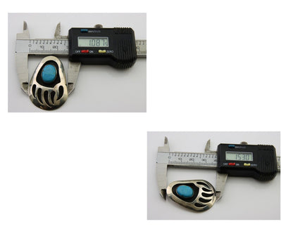 Navajo Paw Pendant 925 Silver Natural Turquoise Native American Artist C.80's