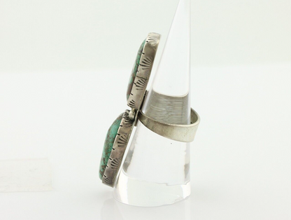 Navajo Ring 925 Silver Natural Green Turquoise Artist Signed M Guerro C.80's