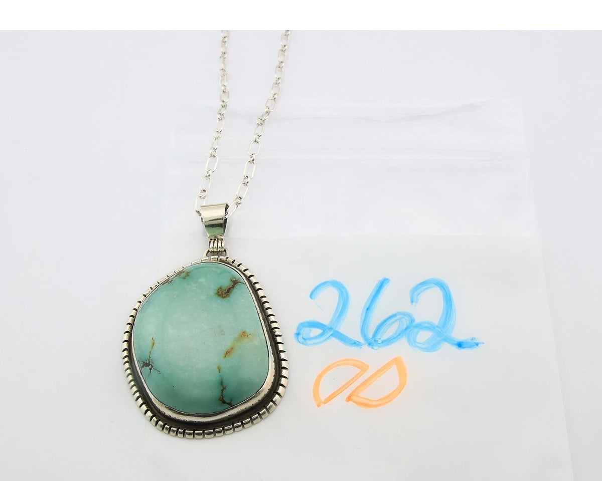 Navajo Necklace Sterling Silver Turquoise Signed Teepee