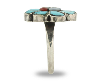Vintage Zuni Ring 925 Sterling Silver Gemstone Signed V&N Edsitty Size 8.5
