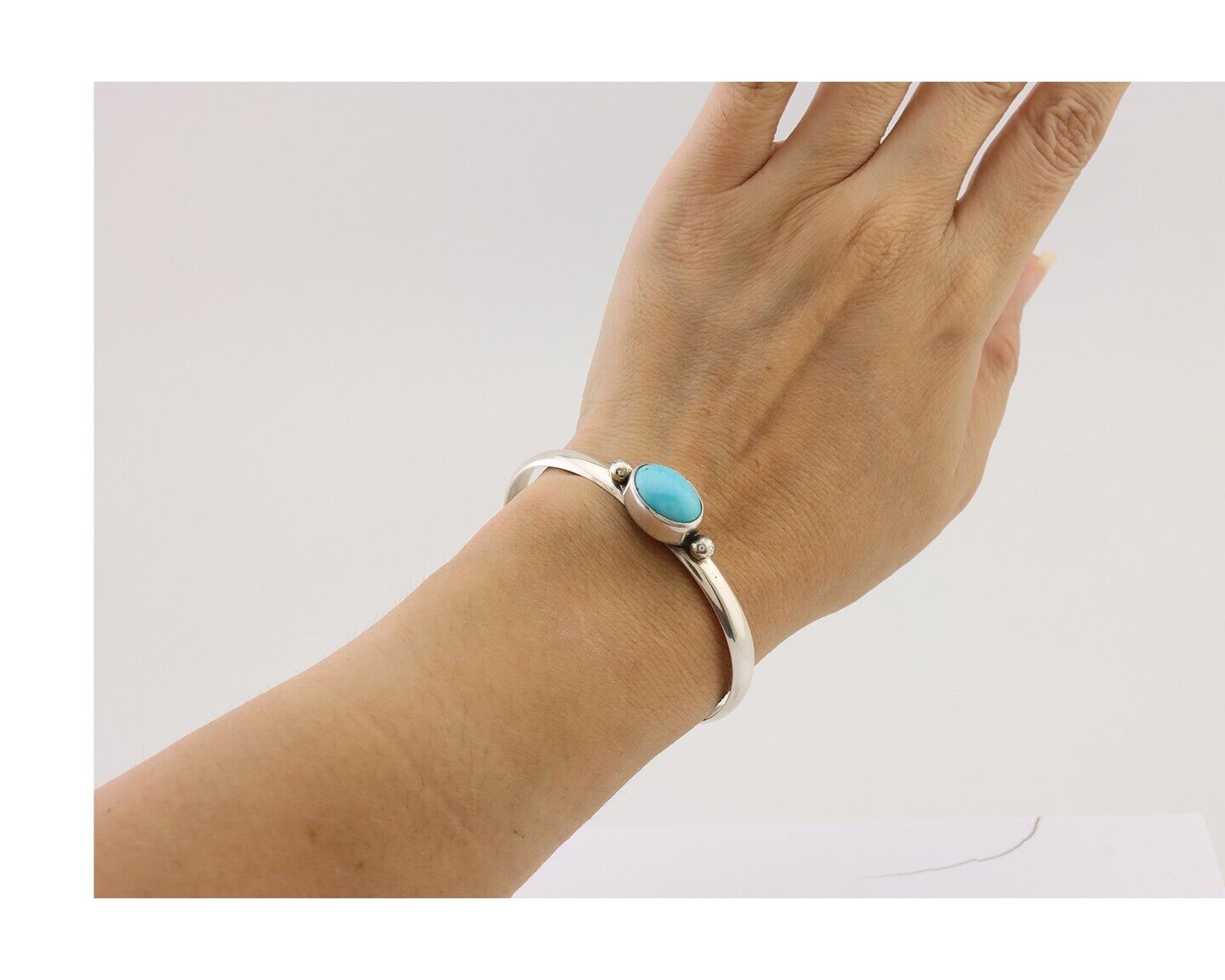 Navajo Cuff Bracelet 925 Silver Natural Blue Turquoise Native American C.80's