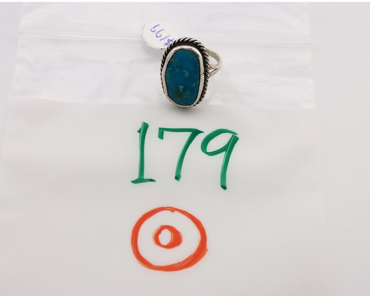 Navajo Ring 925 Silver Blue Gem Turquoise Native American Artist C.80's