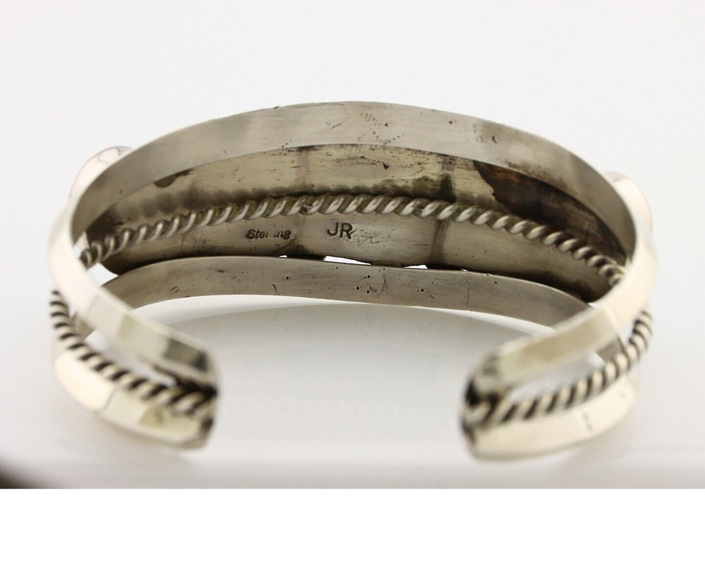 Navajo Bracelet 925 Silver Nugget Sleeping Beauty Turquoise Artist Signed JR C80