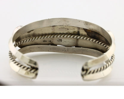 Navajo Bracelet 925 Silver Nugget Sleeping Beauty Turquoise Artist Signed JR C80