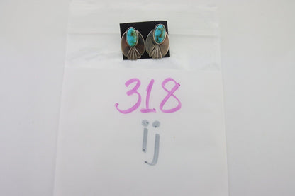 Navajo Dangle Earrings 925 Silver Natural Turquoise Signed Wilson Padilla C.80's