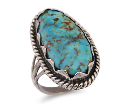 Navajo Ring 925 Silver Natural Blue Turquoise Native American Artist C.80's