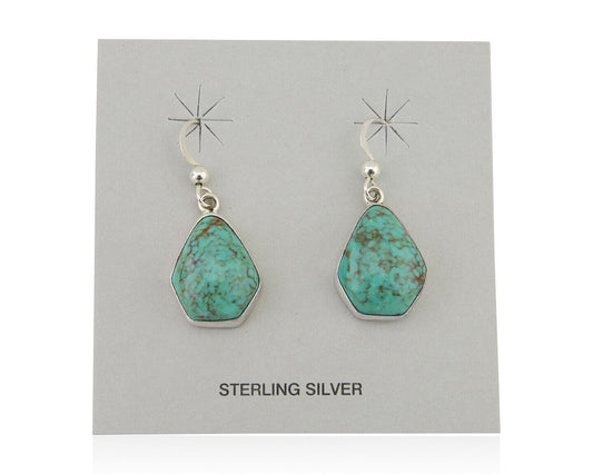 Navajo Dangle Earrings 925 Silver Natural Turquoise Artist Signed Montoya C.80's