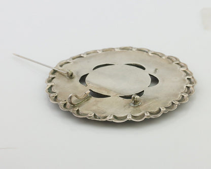 Navajo Pin Pendant 925 Silver Blue Turquoise Native American Artist C.80's