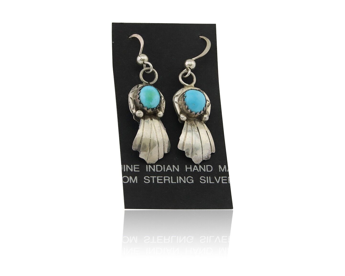 Navajo Earrings 925 Silver Blue Turquoise Artist Signed Kee Tsosie C.80's