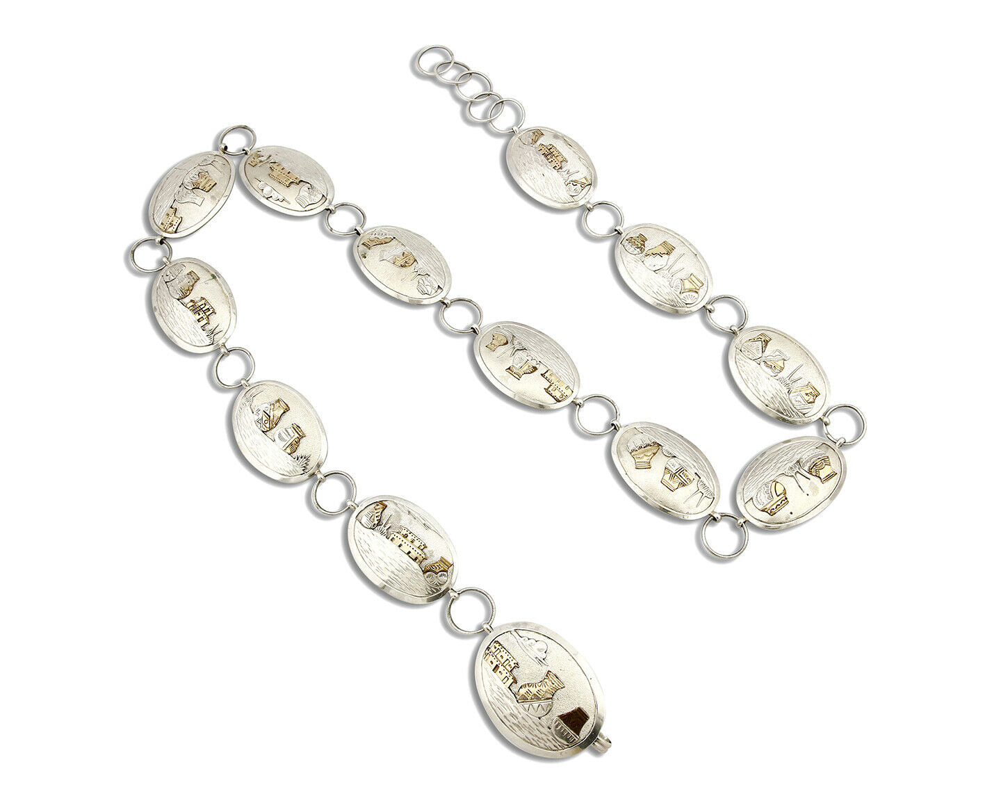 Navajo Concho Belt .925 Silver & 14k GP Signed WHT C.80's