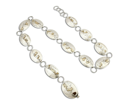 Navajo Concho Belt .925 Silver & 14k GP Signed WHT C.80's