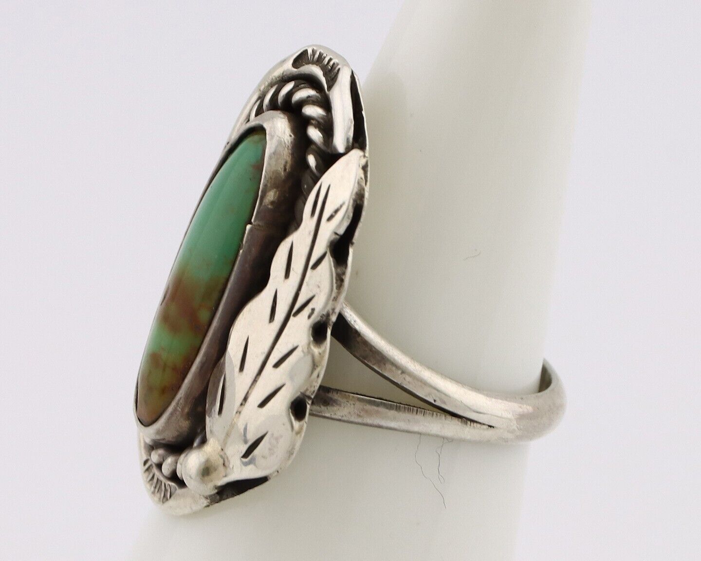 Navajo Handmade Ring 925 Silver Turquoise Native American Signed J C.80's