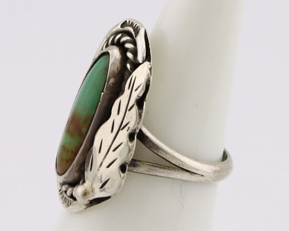 Navajo Handmade Ring 925 Silver Turquoise Native American Signed J C.80's