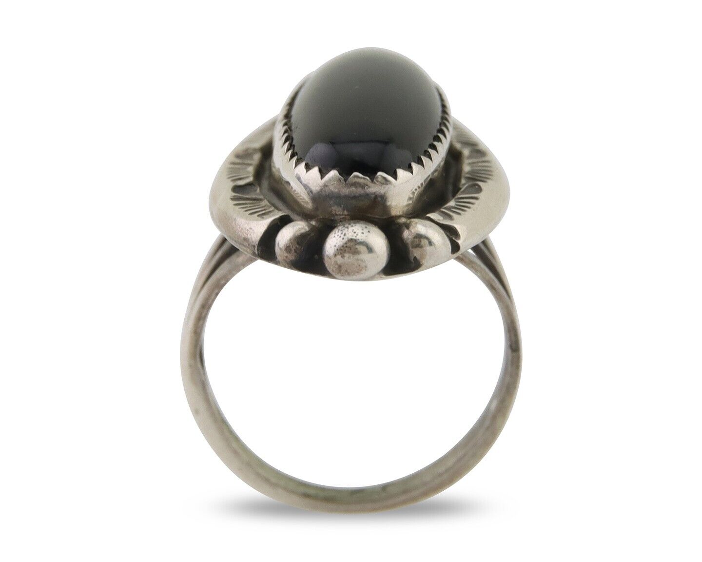 Navajo Handmade Ring 925 Silver Black Onyx Artist Signed SC C.80's