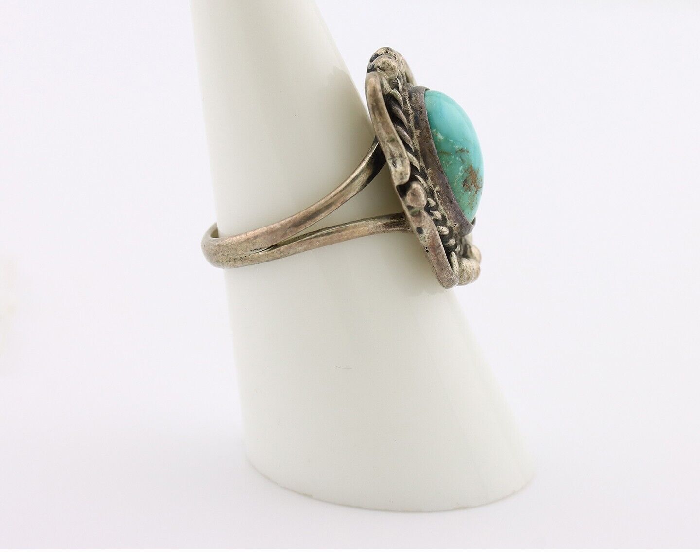 Navajo Ring 925 Silver Blue Turquoise Native American Artist C.80's