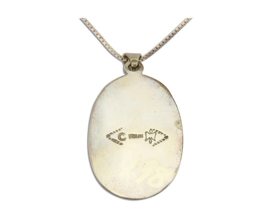 Navajo Necklace 925 Silver Natural Turquoise Artist Signed C Montoya C.80's