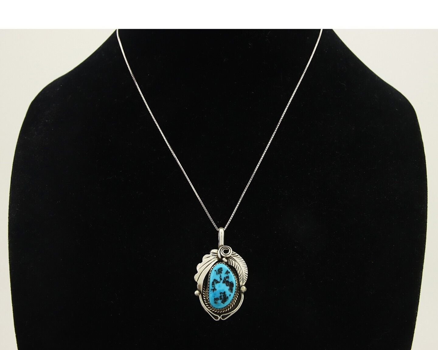 Navajo Necklace 925 Silver Natural Turquoise Artist Signed Justin Morris C.80's