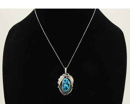 Navajo Necklace 925 Silver Natural Turquoise Artist Signed Justin Morris C.80's