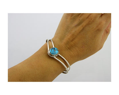 Navajo Bracelet 925 Silver Cuff Turquoise Handmade Artist Signed MC C.80's