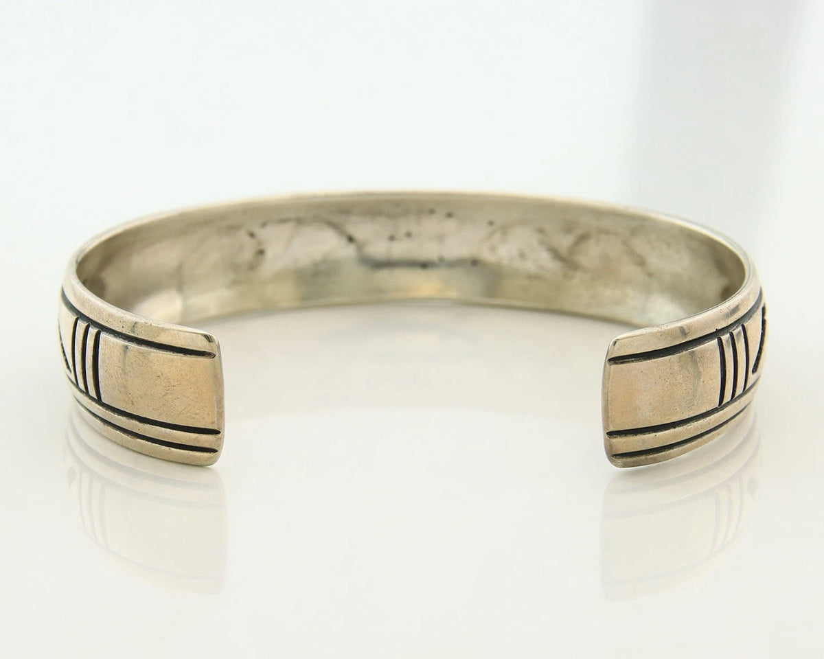 Navajo Cuff Bracelet 925 Sterling Silver Vintage Hand Stamped Signed T Singer
