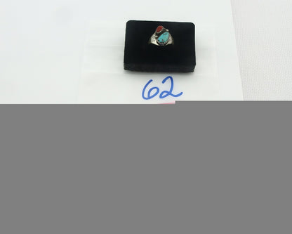 Vintage Navajo Ring 925 Sterling Silver Natural Gemstone Authentic Size 8.0