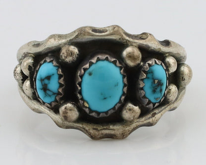 Navajo Ring 925 Silver Blue Turquoise Artist Signed SkyStone Creations C.80's