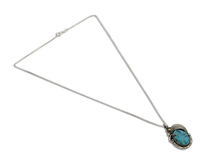 Navajo Necklace 925 Silver Natural Spiderweb Turquoise Native Artist C.80's