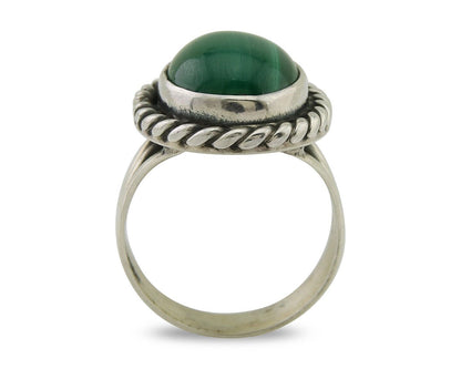 Navajo Ring 925 Silver Natural Malachite Native American Artist C.80's