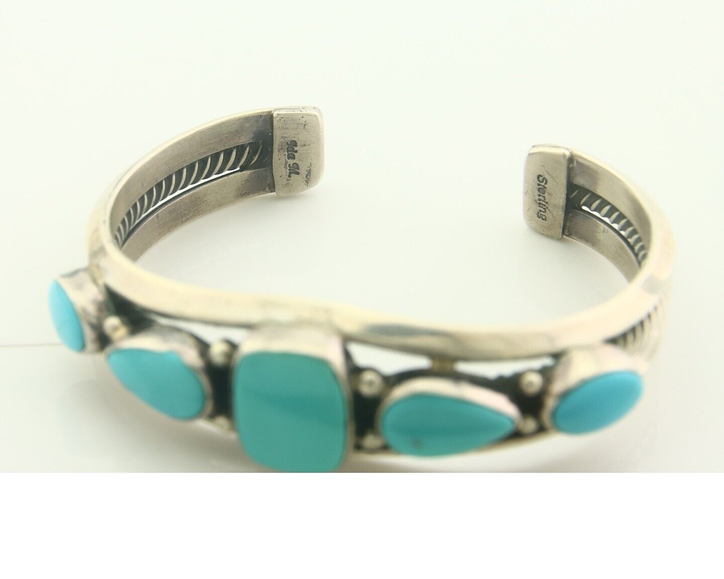 Navajo Bracelet 925 Silver Turquoise Cuff Artist Signed IDA M C.80's