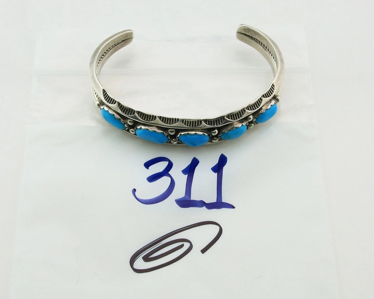 Navajo Cuff Bracelet 925 Sterling Silver Turquoise Vintage Signed Jeff Largo