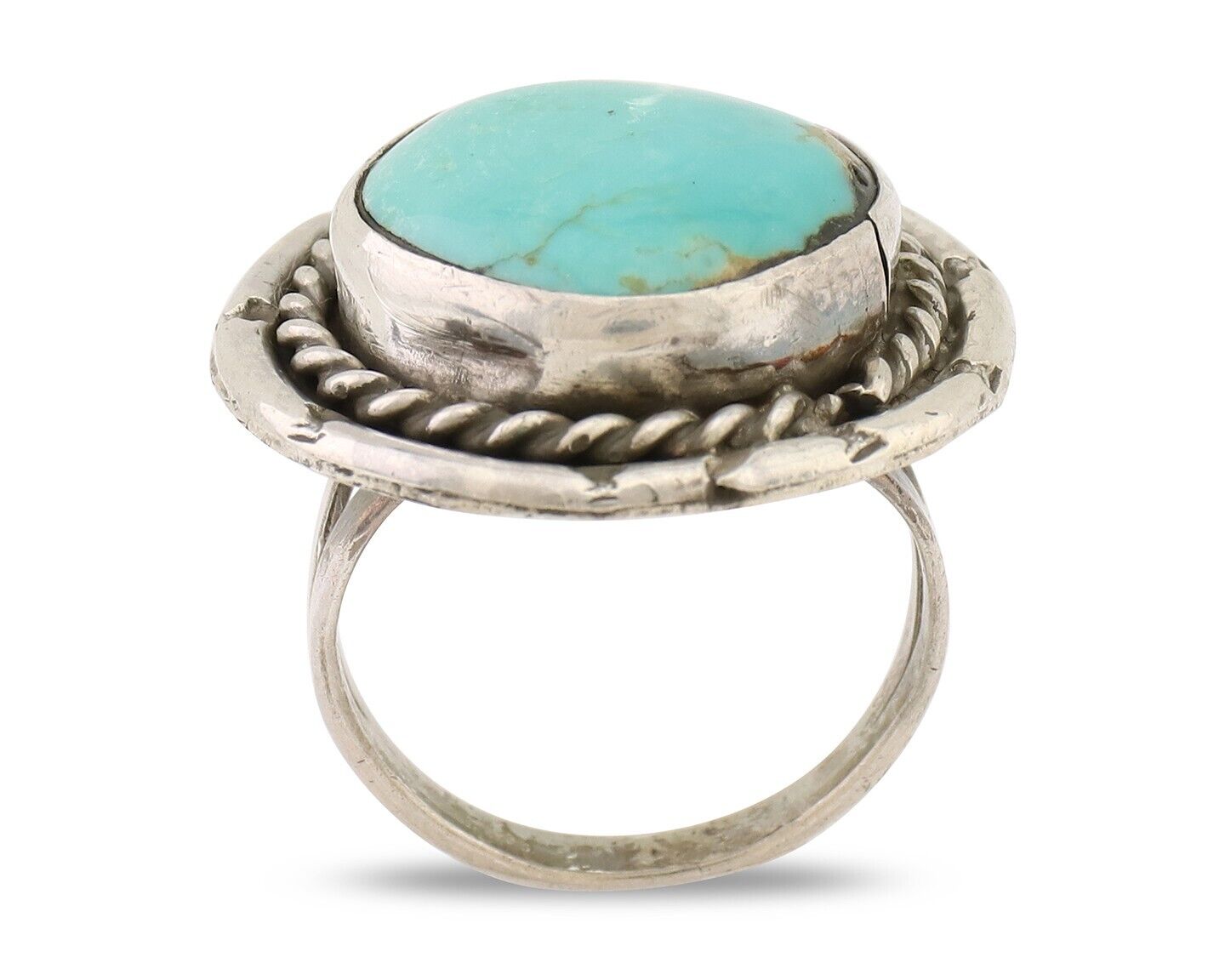 Navajo Handmade Ring 925 Silver Turquoise Native American Artist C.80's