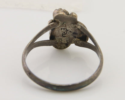 Navajo Handmade Ring 925 Silver Turquoise & Coral Native Artist C.80's