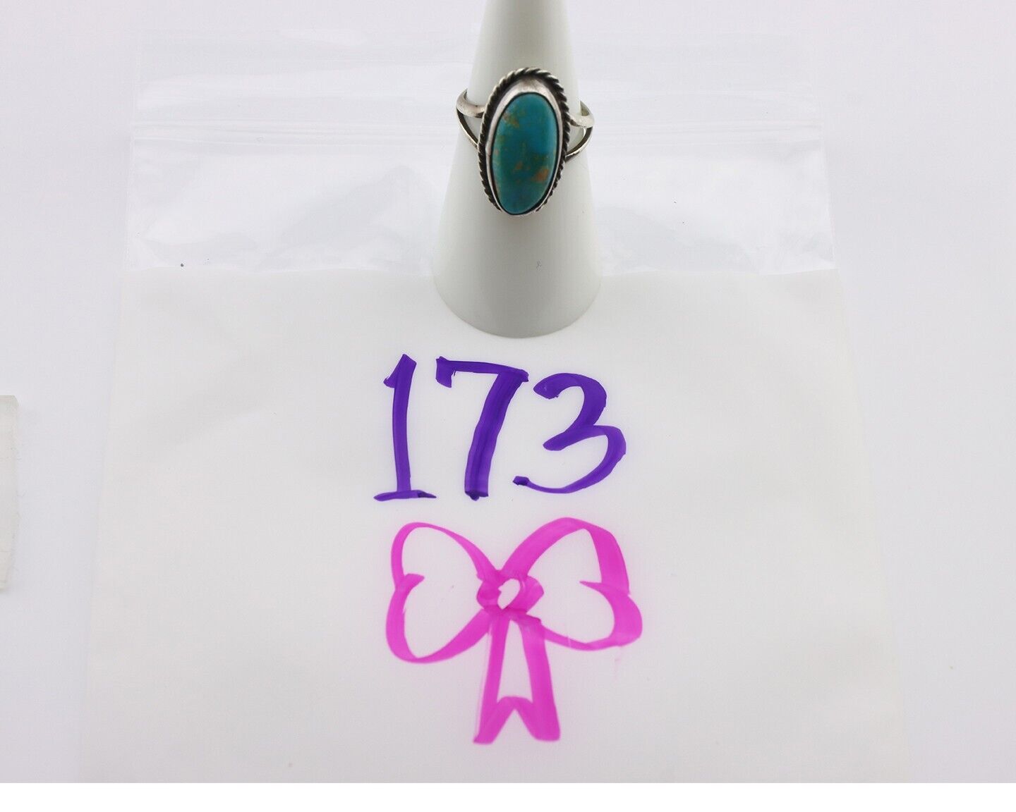 Navajo Ring .925 Silver Natural Kingman Turquoise Native American Signed C.80's