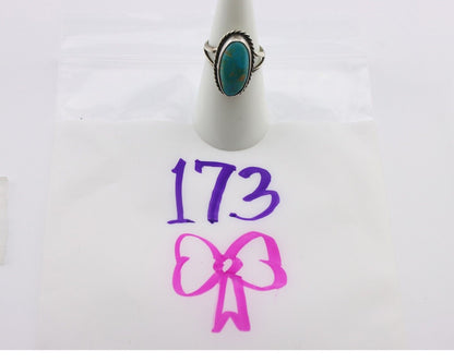 Navajo Ring .925 Silver Natural Kingman Turquoise Native American Signed C.80's