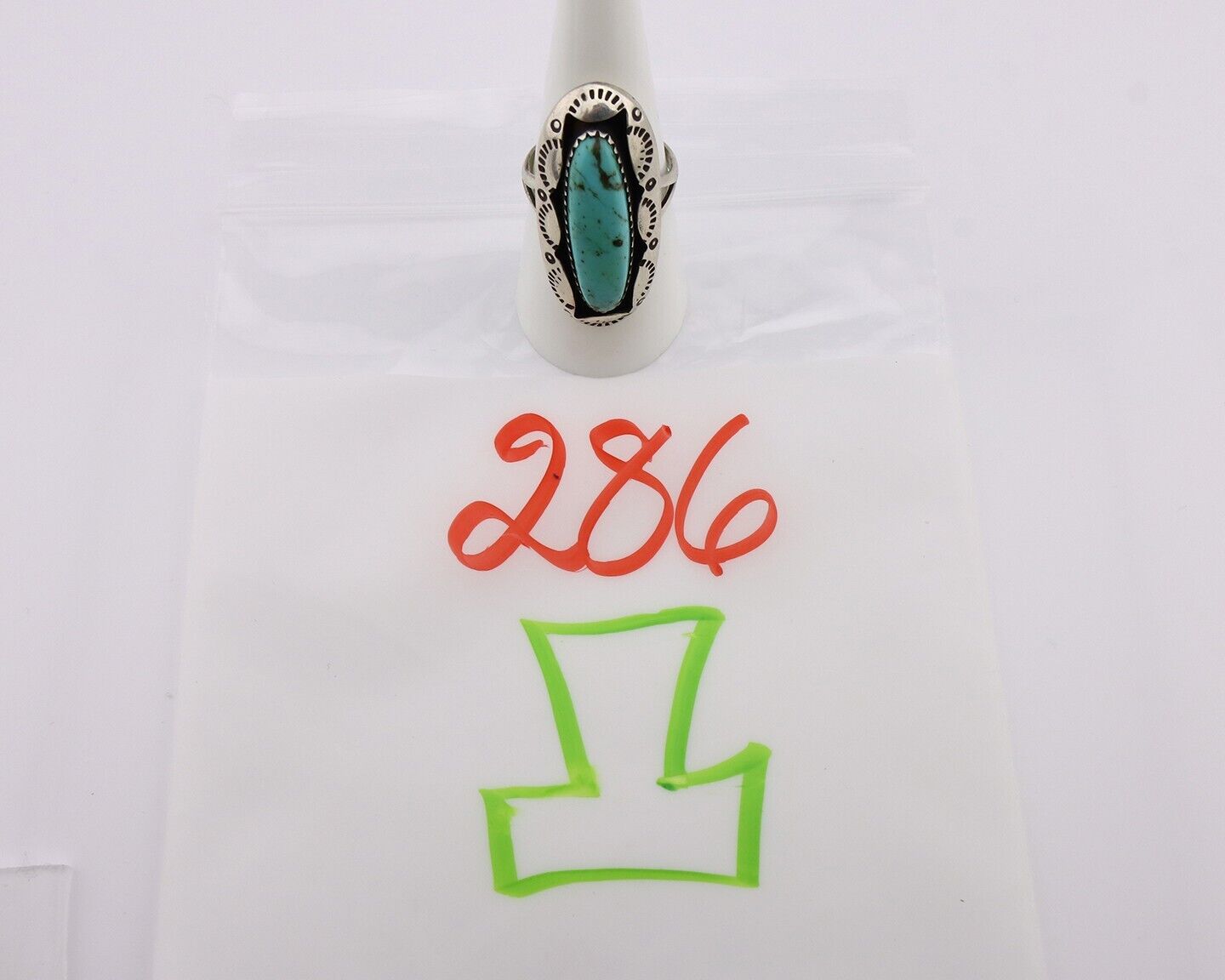 Navajo Ring 925 Silver Natural Kingman Turquoise Native American Artist C.80's