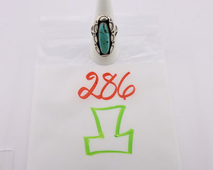 Navajo Ring 925 Silver Natural Kingman Turquoise Native American Artist C.80's