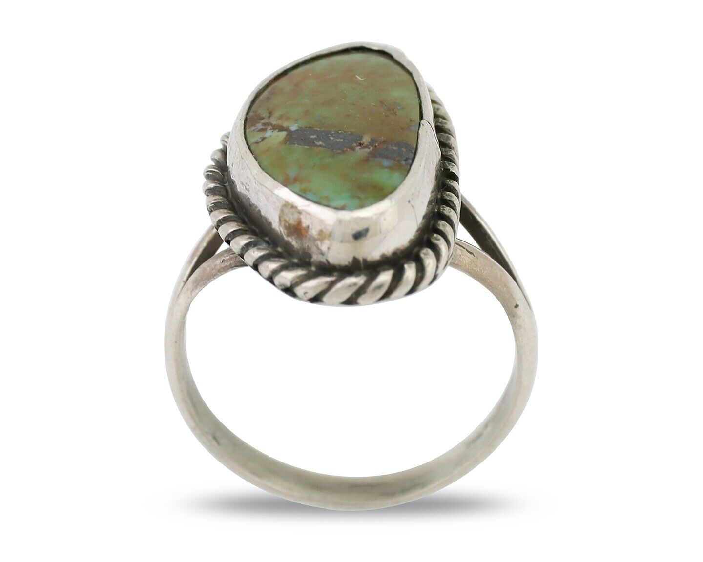 Navajo Ring 925 Silver Kingman Turquoise Artist Signed Rabbit Sticks C.80's