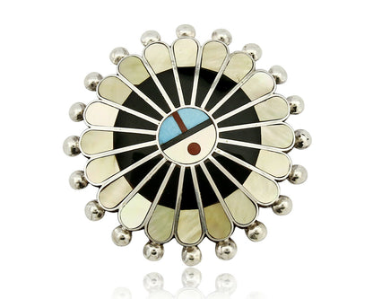 Zuni Signed Artist Victoria Unkestine Inlaid .925 SOLID Silver Tewa Pendant Pin