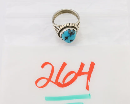 Navajo Ring 925 Silver Natural Blue Turquoise Signed Tony Guerro C.80's