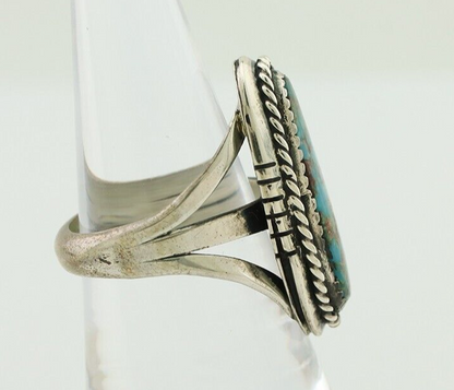 Navajo Handmade Ring 925 Silver Nevada Turquoise Artist Signed TS C.80's
