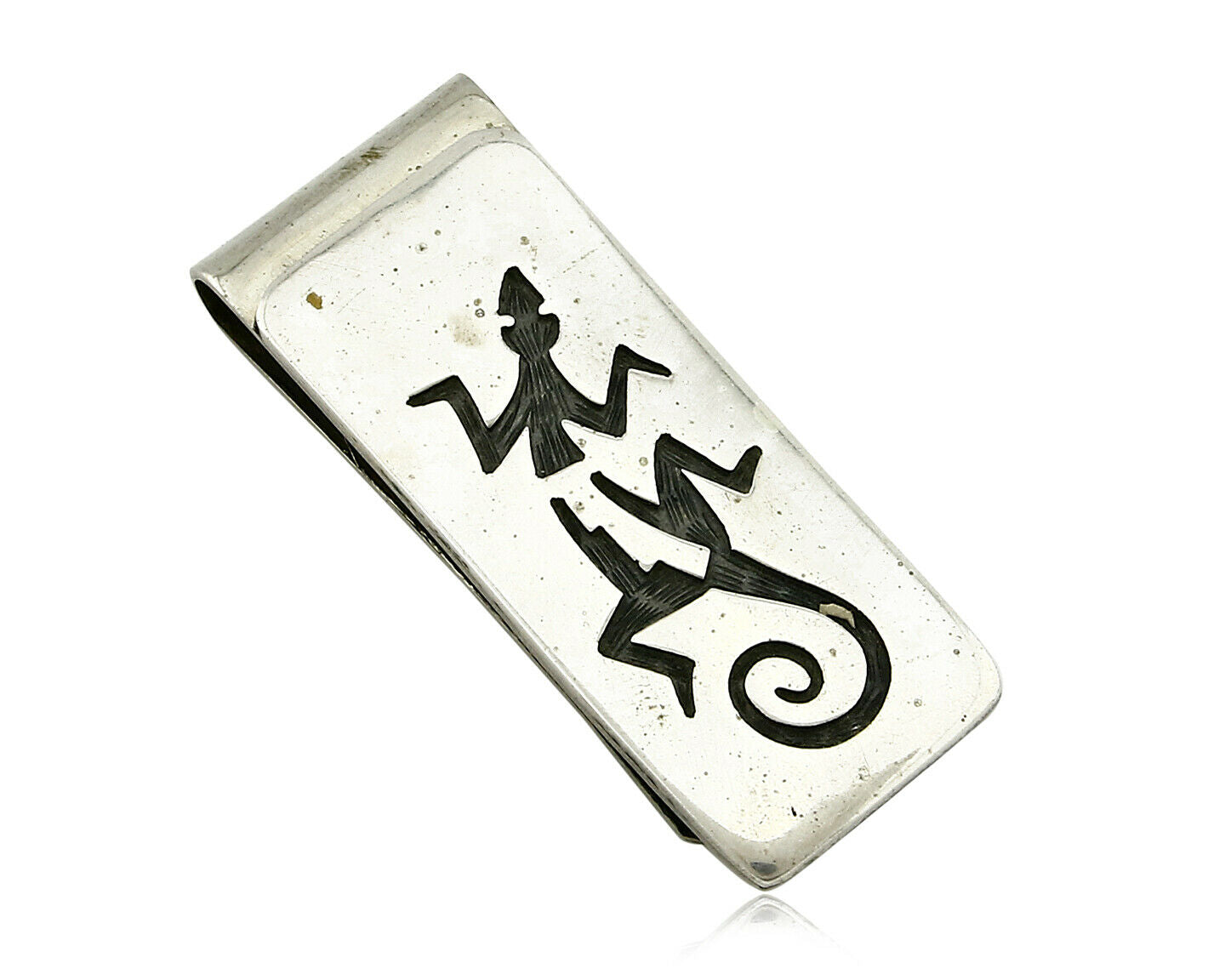Navajo Money Clip .925 Silver & Nickle Hand Stamped Artist Pooyouma C.80's