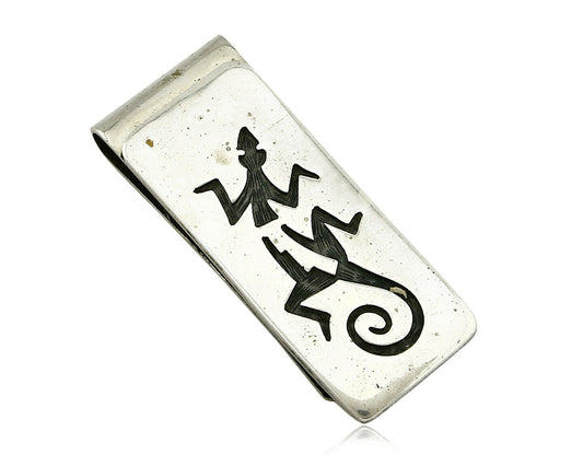Navajo Money Clip .925 Silver & Nickle Hand Stamped Artist Pooyouma C.80's