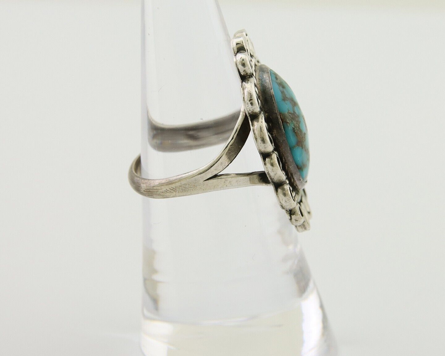 Navajo Ring 925 Silver Blue Turquoise Native Artist Siged W C.80's
