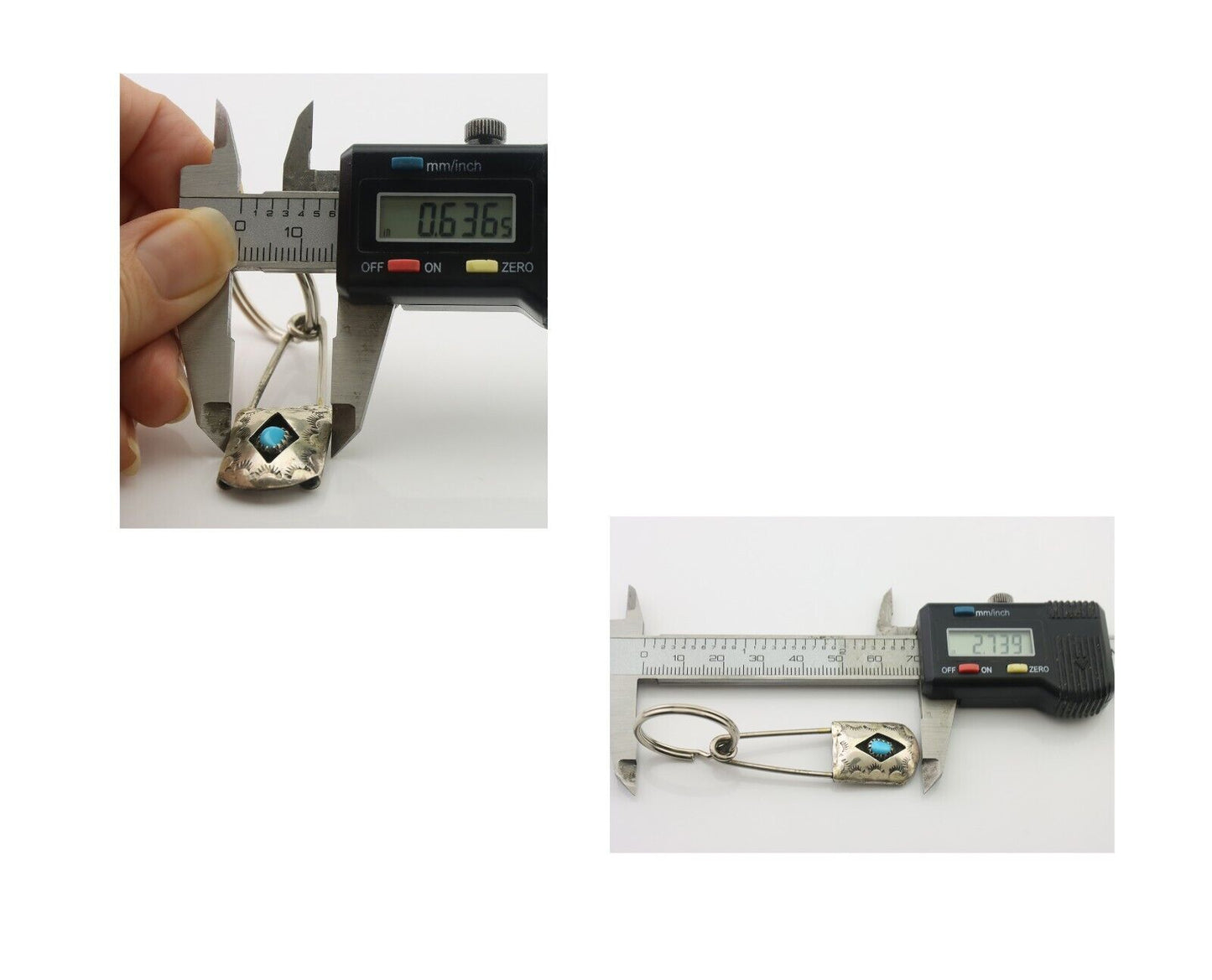 Navajo Hand Stamped Key Chain .925 Silver Handmade Native American Artist C.80's